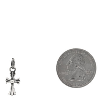 CHROME HEARTS Sterling Silver Diamond Baby Fat Cross Pave Pendant