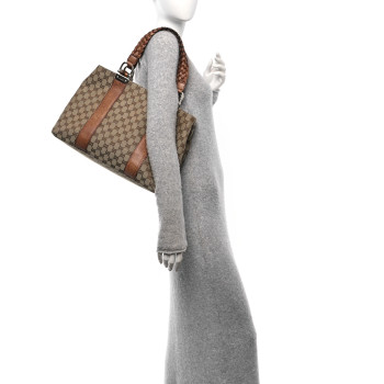 GUCCI Monogram Medium Bamboo Bar Tote Brown