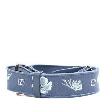 FENDI Jacquard Fabric Vitello FF Embroidered Adjustable Strap You Mirto White