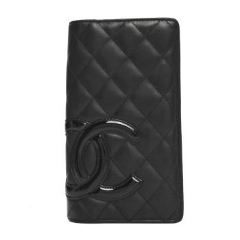 CHANEL Calfskin Quilted Cambon Yen Wallet Black