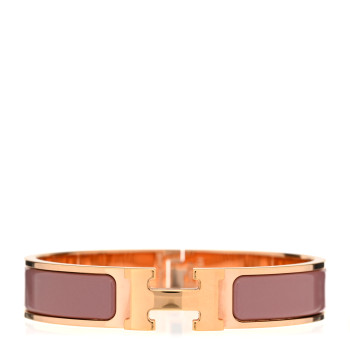 HERMES Enamel Narrow Clic Clac H Bracelet PM Rose Nacarat