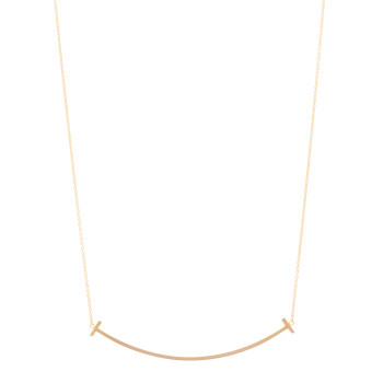 TIFFANY 18K Rose Gold Large T Smile Pendant Necklace