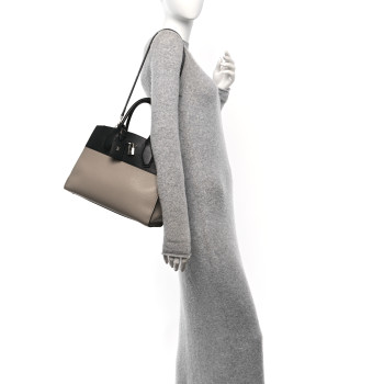LOUIS VUITTON Taurillon City Steamer MM Black Beige