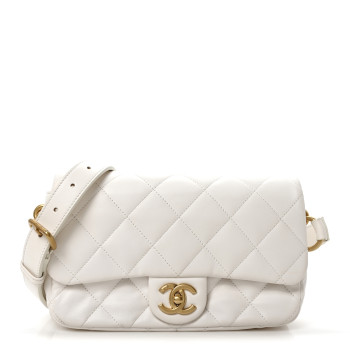 CHANEL Lambskin Quilted Flap White