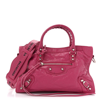 BALENCIAGA Agneau Classic Hardware S City Logo Strap Rose Indien Black BALENCIAGA Agneau Classic Hardware S City Logo Strap Rose Indien Black