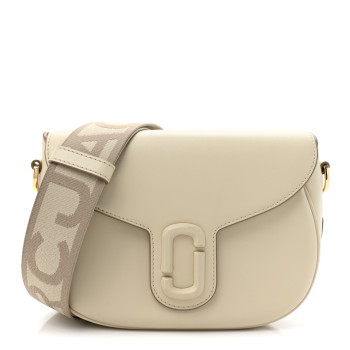 MARC JACOBS Calfskin Large The Covered J Marc Saddle Cloud White