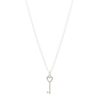 TIFFANY Sterling Silver Small Heart Key Pendant Necklace