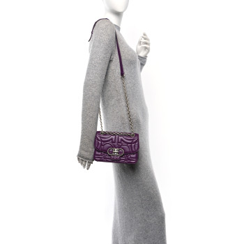 SALVATORE FERRAGAMO Calfskin Quilted Gancini Small Flap Bag Purple