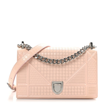 CHRISTIAN DIOR Patent Micro-Cannage Small Diorama Flap Bag Rose