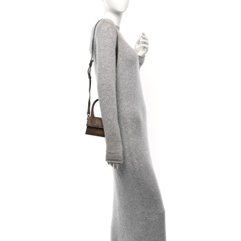 JACQUEMUS Suede Crocodile Embossed Le Chiquito Brown