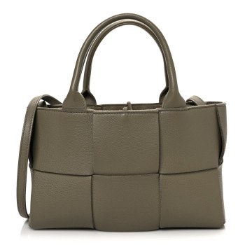 BOTTEGA VENETA Nappa Maxi Intreccio Mini Arco Tote Taupe Grey