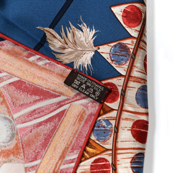 HERMES Silk Cosmogonie Apache Scarf 90 Blue Red Multicolor