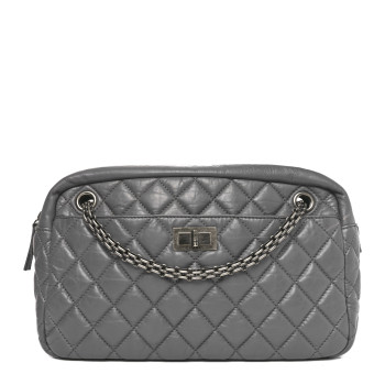 CHANEL Aged Calfskin Quilted Medium Reissue Camera Case Grey