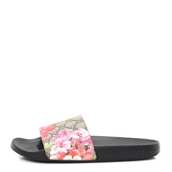GUCCI GG Supreme Monogram Blooms Slide Sandals 40 Beige Multicolor