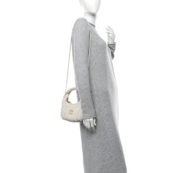 MIU MIU Nappa Matelasse Small Wander Hobo White