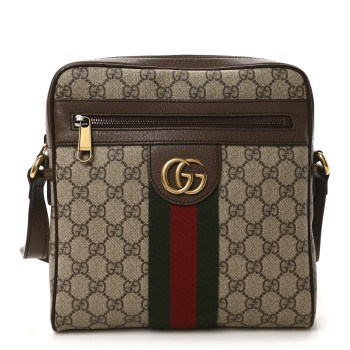 GUCCI GG Supreme Monogram Web Small Ophidia Messenger Bag Brown