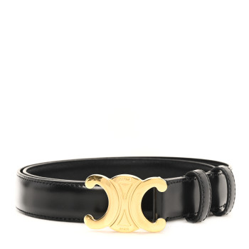 CELINE Box Calfskin Medium 25mm Triomphe Belt 80 32 Black