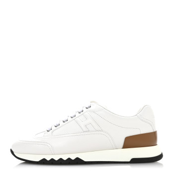 HERMES Calfskin Womens Trail Sneakers 35 White