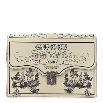 GUCCI Calfskin Pouch Ivory Black