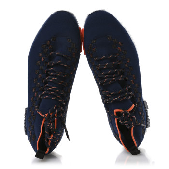 HERMES Knit Bolduc Mens Flex Sneakers 43 Marine Black