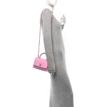 CHANEL Caviar Quilted Extra Mini Coco Chain Handle Flap Pink