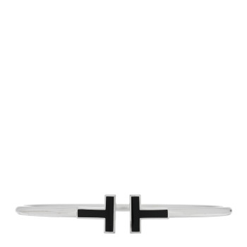 TIFFANY 18K White Gold Black Onyx T Wire Bracelet