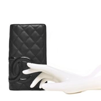 CHANEL Calfskin Quilted Cambon Yen Wallet Black