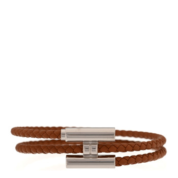 HERMES Swift Double Wrap Cord Tournis Tresse Bracelet T6 Gold