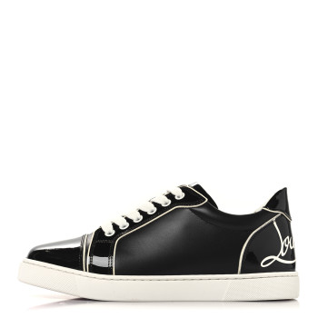 CHRISTIAN LOUBOUTIN Patent Calfskin Funnyto Low Top Sneaker 38.5 Black