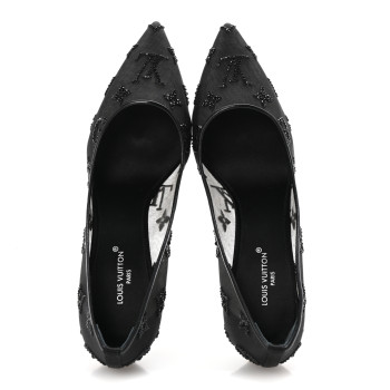 LOUIS VUITTON Monogram Mesh Strass Gala Pumps 35 Black
