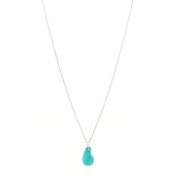 TIFFANY Sterling Silver Turquoise Elsa Peretti Teardrop Pendant Necklace