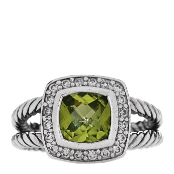 DAVID YURMAN Sterling Silver Diamond Peridot 7mm Petite Albion Ring 49 5