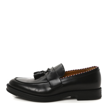 GUCCI Calfskin Sylvie Web Tassel Mens Loafers 9 Black