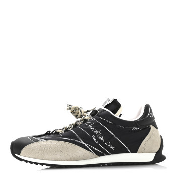 CHRISTIAN DIOR Calfskin Nylon Womens D-Sketch Sneakers 40 Black
