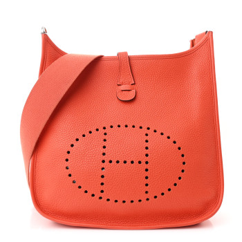 HERMES Taurillon Clemence Evelyne III PM Orange Poppy
