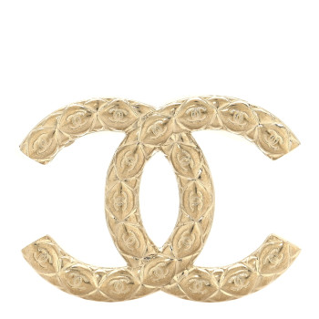 CHANEL Metal CC Diamond Quilted Brooch Light Gold