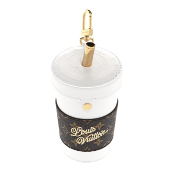 LOUIS VUITTON Calfskin Monogram LV Cup Bag Charm White