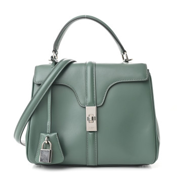 CELINE Satinated Calfskin Small 16 Top Handle Bag Celadon