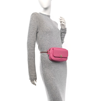 CHANEL Goatksin Quilted Casual Trip Waist Bag Pink