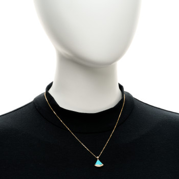 BULGARI 18K Yellow Gold Diamond Turquoise Divas' Dream Pave Pendant Necklace