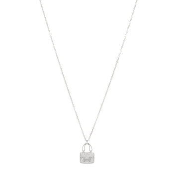 HERMES 18K White Gold Diamond Constance Amulettes Pendant Necklace