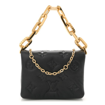 LOUIS VUITTON Lambskin Embossed Monogram Coussin Belt Bag Black