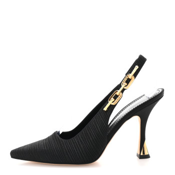 LOUIS VUITTON Satin Sparkle Slingback Pumps 39 Black