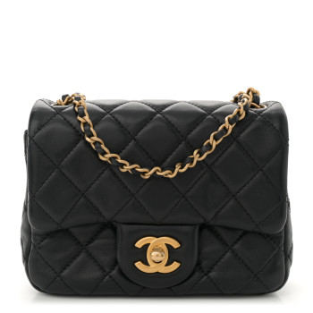 CHANEL Lambskin Quilted Mini Pearl Crush Flap Black