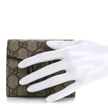 GUCCI GG Supreme Monogram Dionysus Card Case Wallet Beige Taupe