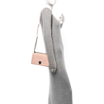 CHRISTIAN DIOR Patent Micro-Cannage Small Diorama Flap Bag Rose