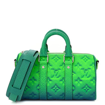 LOUIS VUITTON Taurillon Illusion Keepall XS Bleu Vert