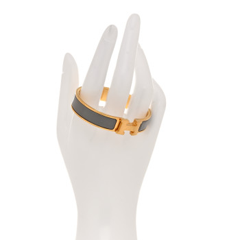 HERMES Enamel Narrow Clic Clac H Bracelet PM Gris Orage