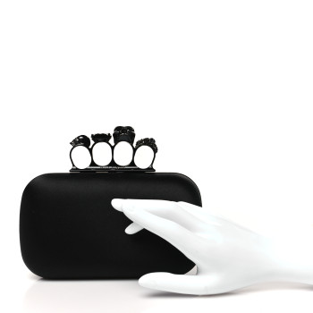 ALEXANDER MCQUEEN Silk Knucklebox Clutch Black