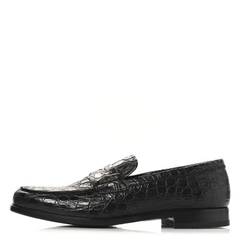 PRADA Crocodile Mens Loafers 7 Black